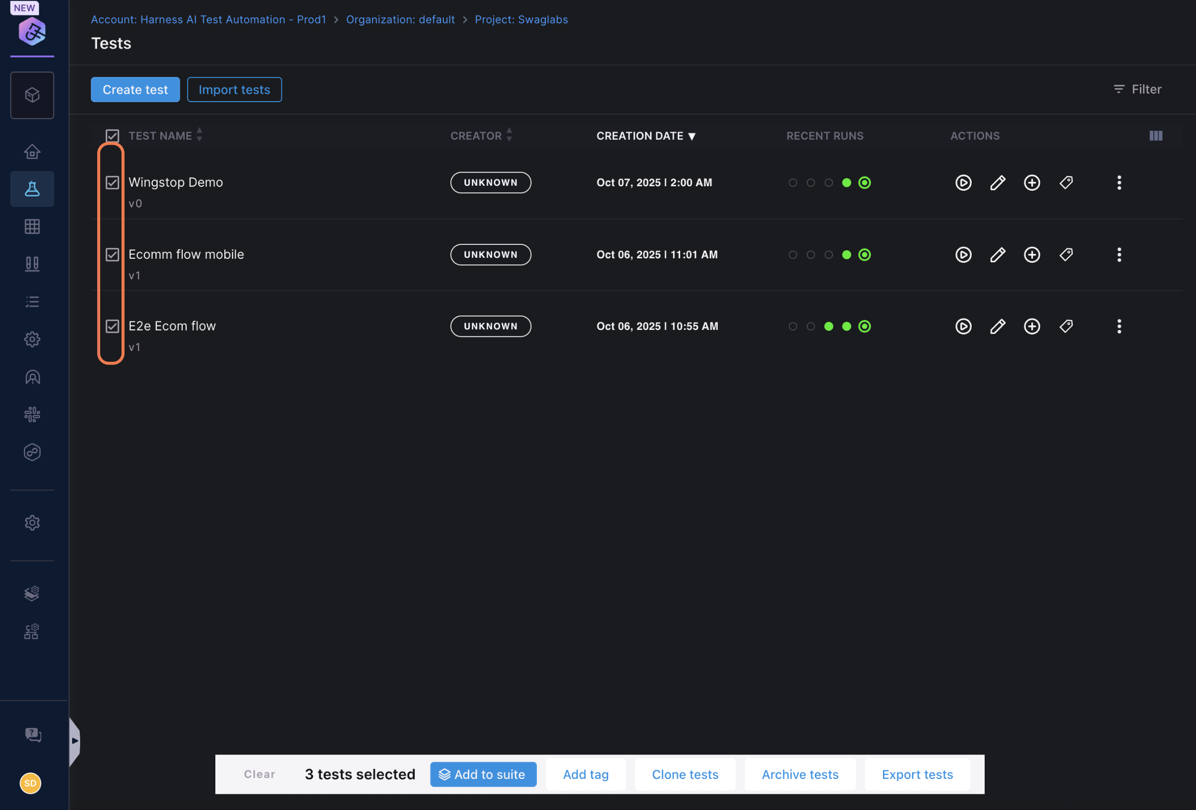 Test Suite Creation